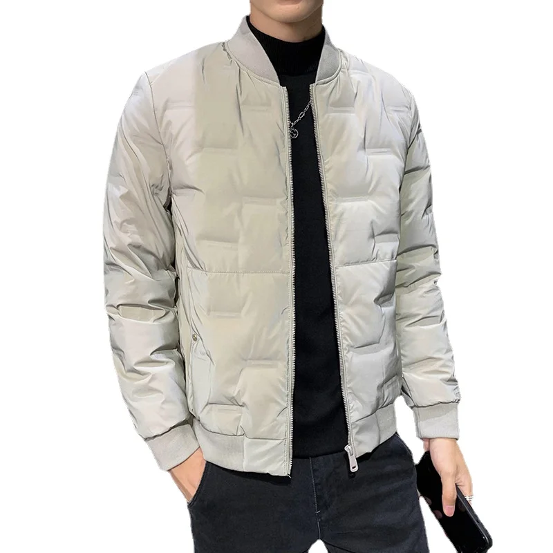 85% Down Content 2021 Winter Fashion Warm Short Round Neck Down Men's White Duck Down Jacket Coat