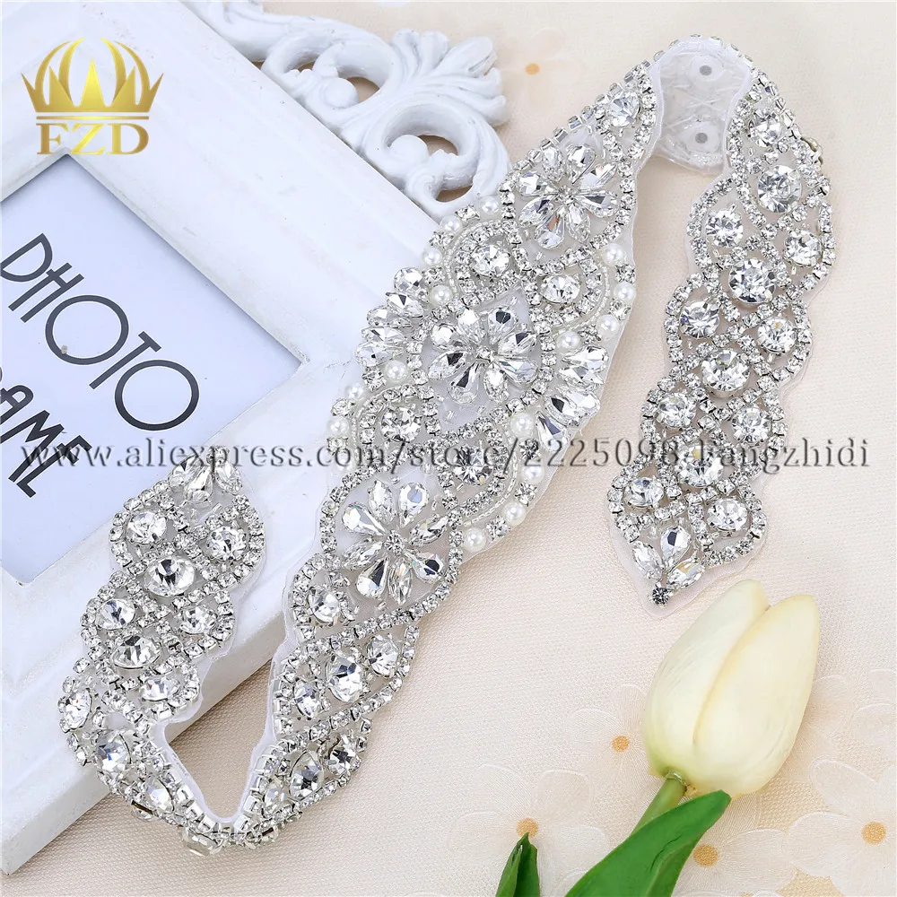 

(30pieces) Wholesale Sew on Rose Gold Beaded Crystal Applique Rhinestones Decorative Trim for Bridal Dress Sash or Headbands