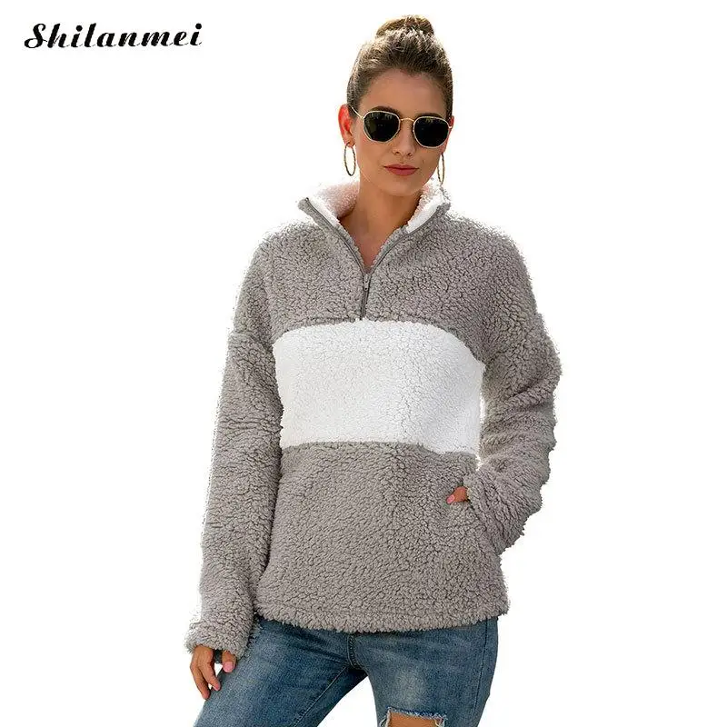 Женские пуловеры со стоячим воротником 2019 зимняя уличная флисовая одежда в стиле