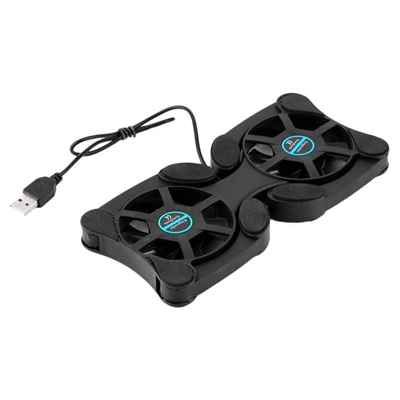 

Foldable Laptop Cooler with 2 Quiet LED Fans USB Cooler Cooling Fan Bracket Gaming Laptop Cooling Pad Black