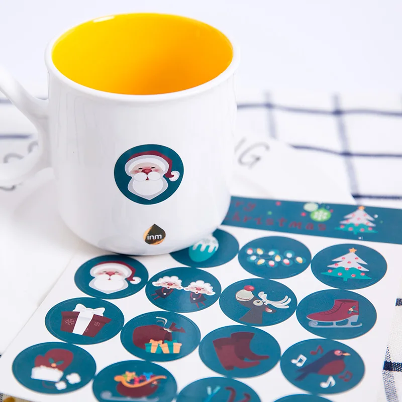 

800 шт. круглых рождественских наклеек с уплотнением, Дед Мороз, Рождественское украшение для упаковки подарков, украшение для вечеринки, при...