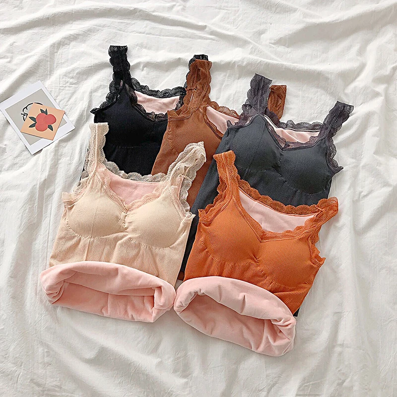 Осень-зима 2019 базовое термобелье майка без рукавов с кружевными лямками