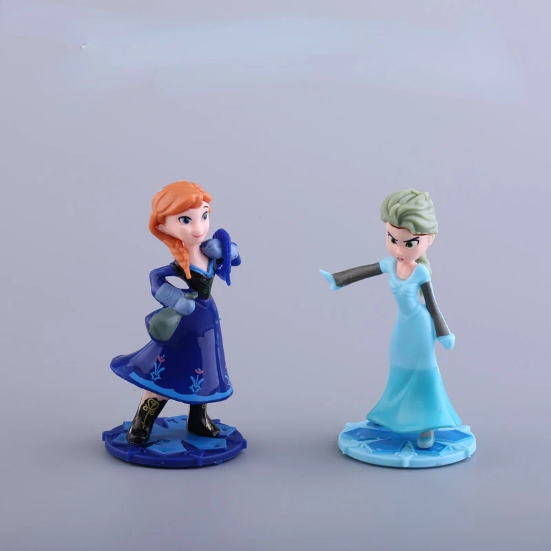 

2 Pcs Set Disney Princess Elsa Anna Frozen Anime Plus Action Figure Doll Kawaii Toys for Girls Gift 8cm Model Decorate
