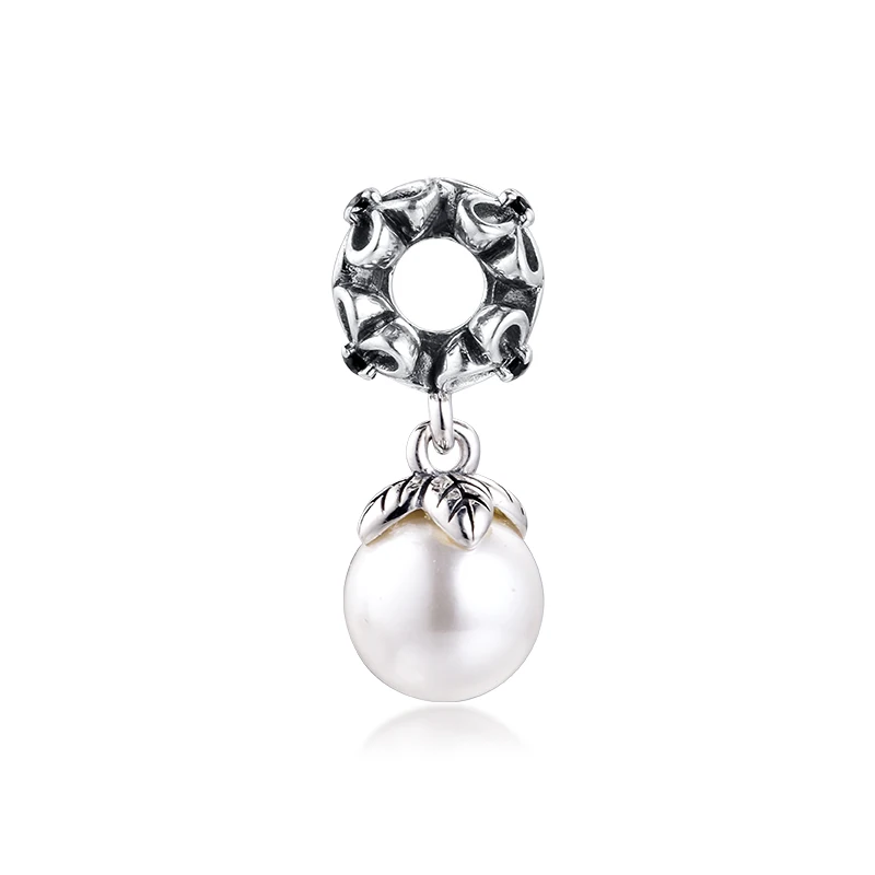 Подвеска с белым жемчугом для браслета Pandora|beads for jewelry making|beads jewelrywhite pearl |