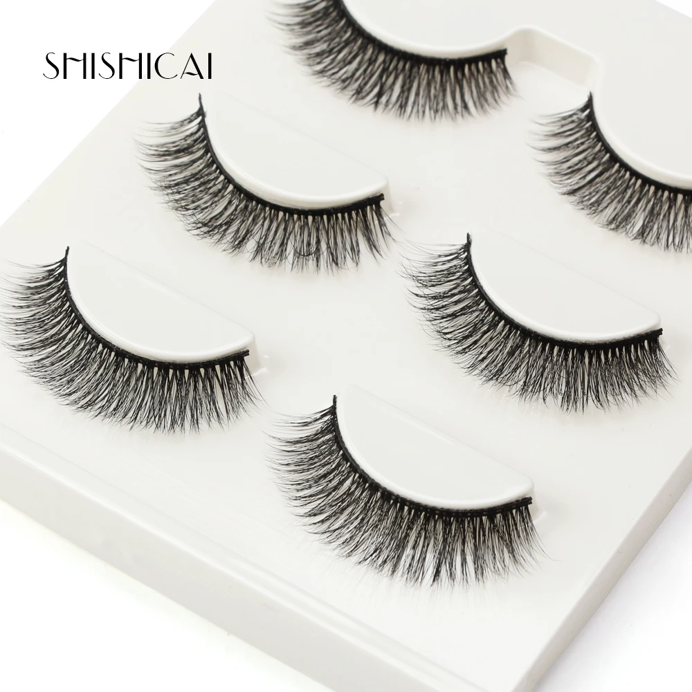 Искусственные норковые 3 пар/компл. 3D накладные ресницы ручной работы черные