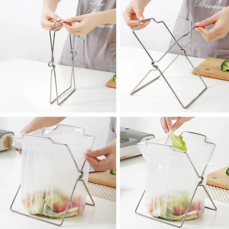 Нержавеющая сталь складной мешок для мусора мусорный полка пакета полотенце