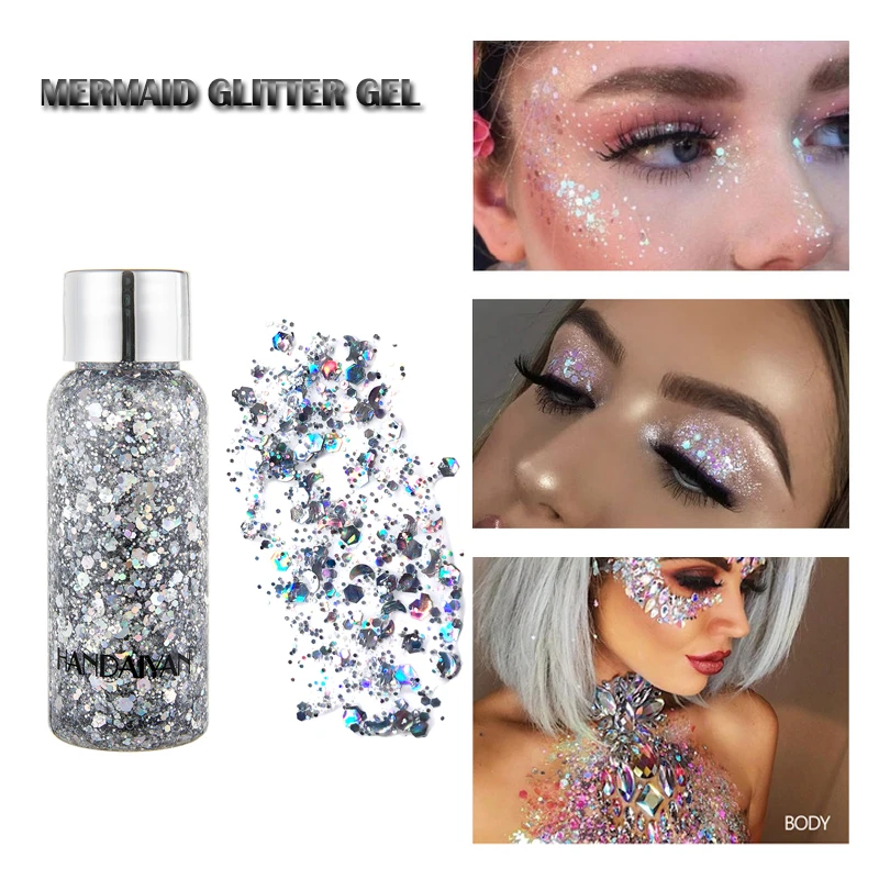 Блестящие тени для век русалки волос тела лица гель с блестками художественный