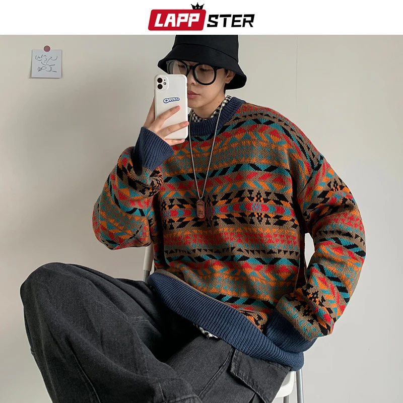 Мужской вязаный свитер LAPPSTER повседневный винтажный с круглым вырезом в