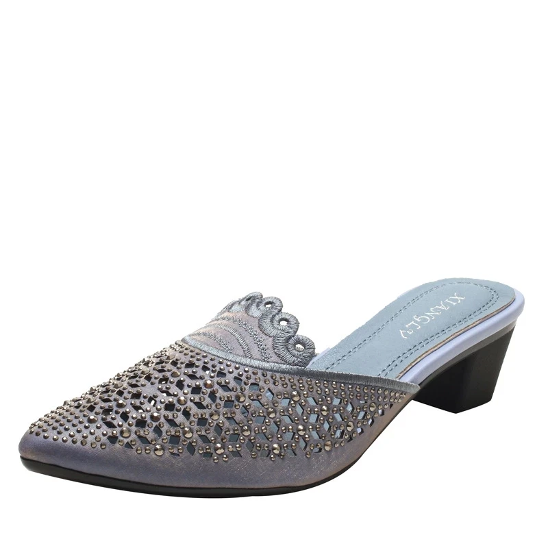 Шлепанцы женские с острым носком на высоком каблуке | Обувь