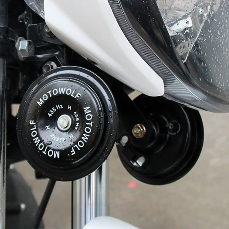 

Motorcycle 12V 110db Loud Horn Trumpet Waterproof Round Louder Speaker For Dirt Bike Electric Vehicle Scooter Air Horns Parts