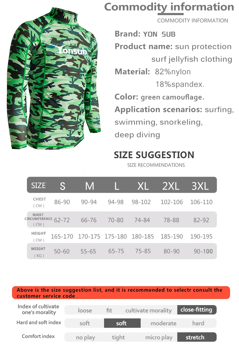 

Camouflage Rash Guard Wetsuit Sun Protection Swimsuit Long-sleeved Surfing Snorkeling Swimming Snorkeling Water sports