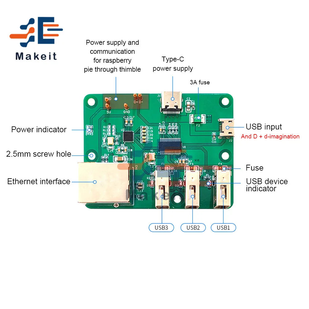 Плата расширения для сетевого концентратора Raspberry Pi Zero модуль с USB на Ethernet-порт