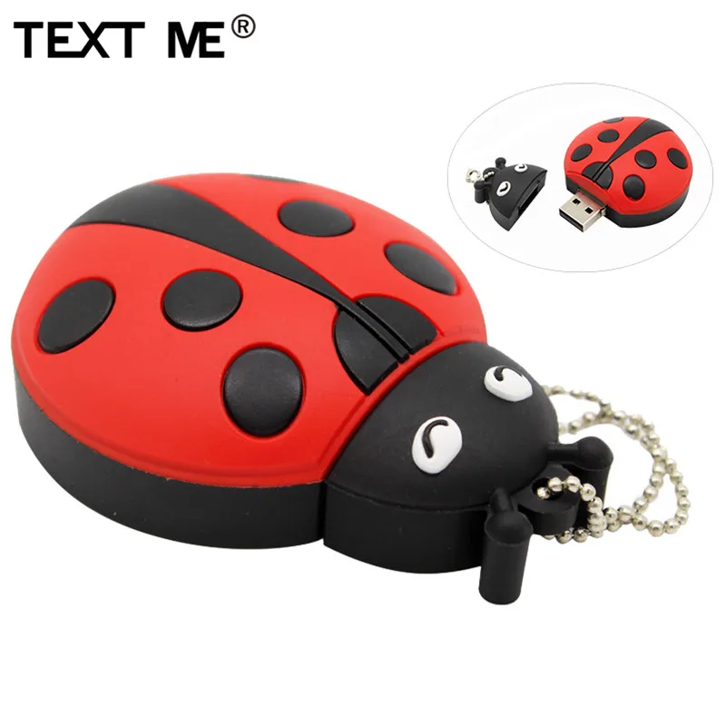 TEXT ME, красивая модель мультяшного жука, usb2.0, 4 ГБ, 8 ГБ, 16 ГБ, 32 ГБ, 64 ГБ, флеш-накопитель, USB флеш-накопитель, креативная подарочная ручка, флешка