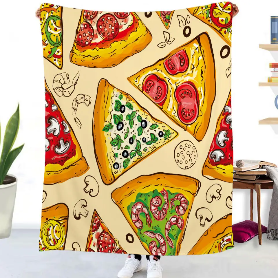 

Pizza Donuts Flannel Throw Blanket Bedspread Blankets and Soft Warm Sofa Cover for Couch Sofa Bed Chair