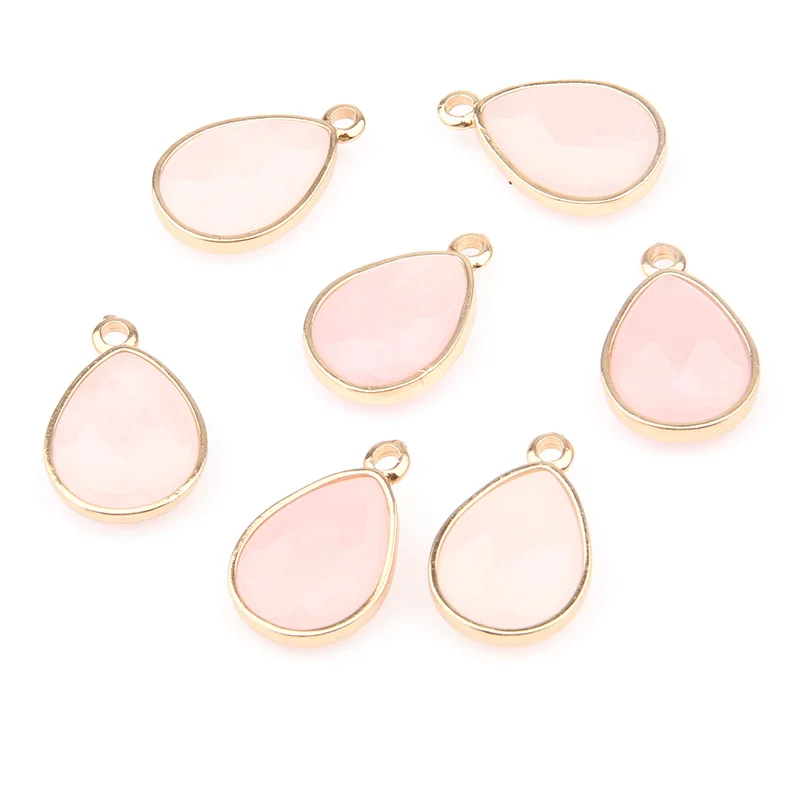 

3pcs Natural Stone Agates Quartz Crystal Faceted Gold Sand Rainbow Pendant for Necklace Jewelry Making for Women Gift 25x15x7mm