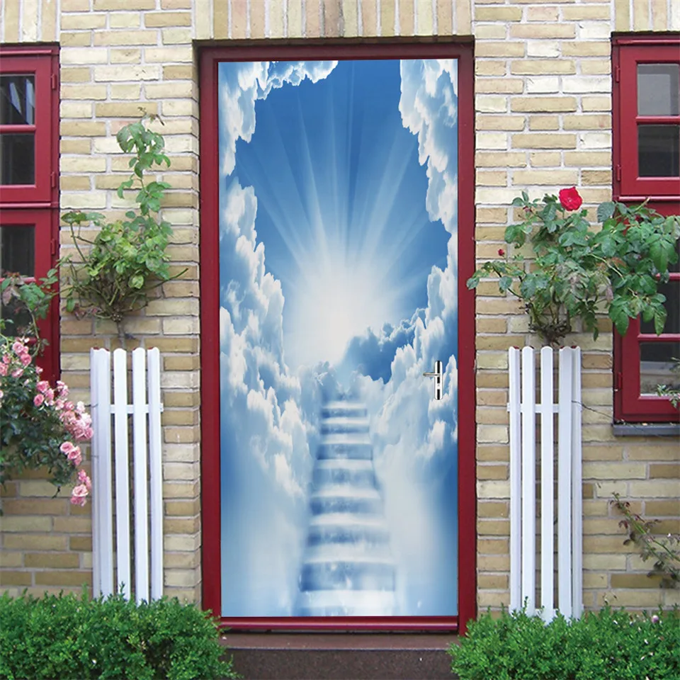 

Creative 3D Door Wallpaper Poster Self-adhesive Vinyl Wall Sticker For Living Room Bedroom Decoration Mural Home Decor DIY Decal