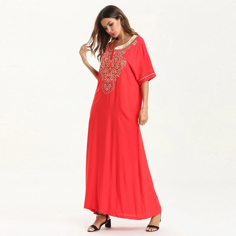 Мусульманское исламское модное вышитое платье Дубай Турция длинная юбка Ближний