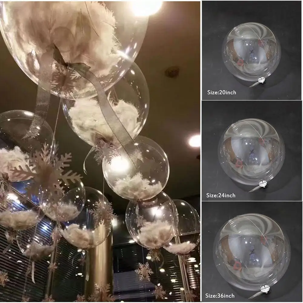 

5pcs 20/24/36inch Luminous Transparent Bobo Ballons Wedding Birthday Party Decoration Helium Bubble Ballon Gifts Kid Toys