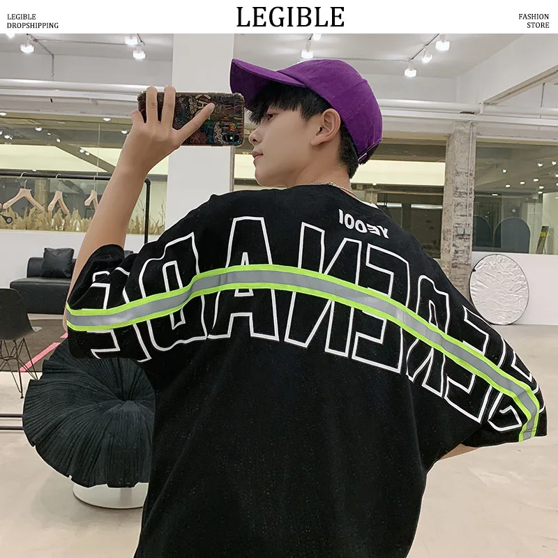 2020 модная футболка в Корейском стиле Мужская Уличная одежда летние мужские рубашки хип хоп повседневные