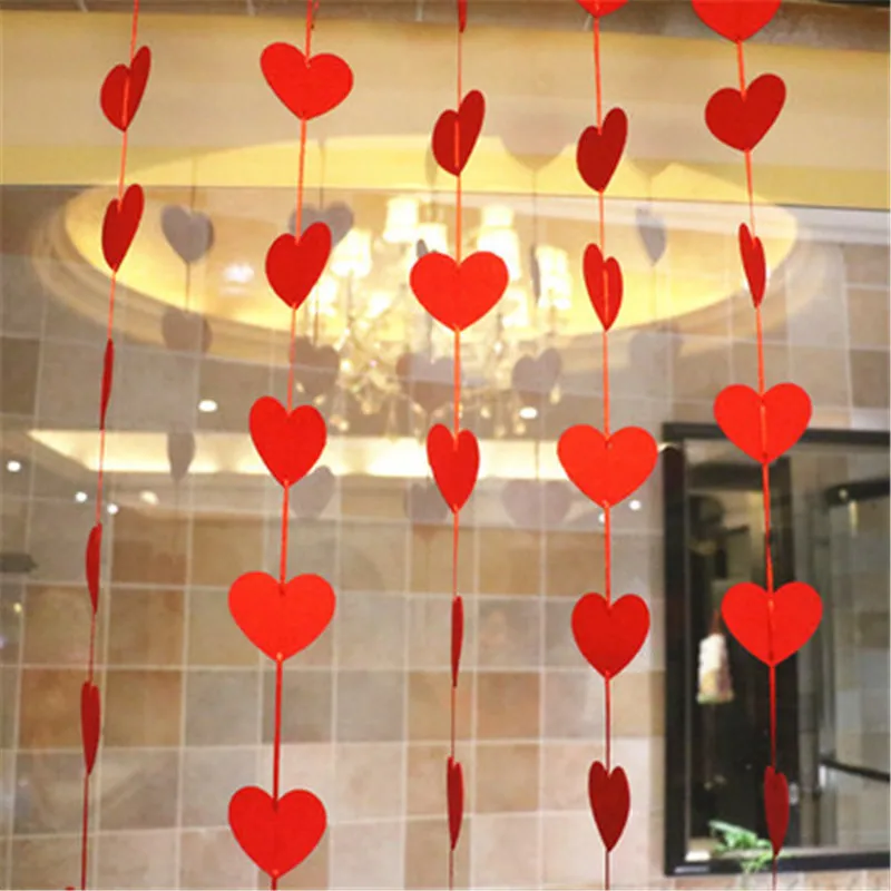 16 Hearts With Rope Romantic Wedding Decoration Marriage Room Layout DIY Garland Creative Love Curtain Supplies | Дом и сад