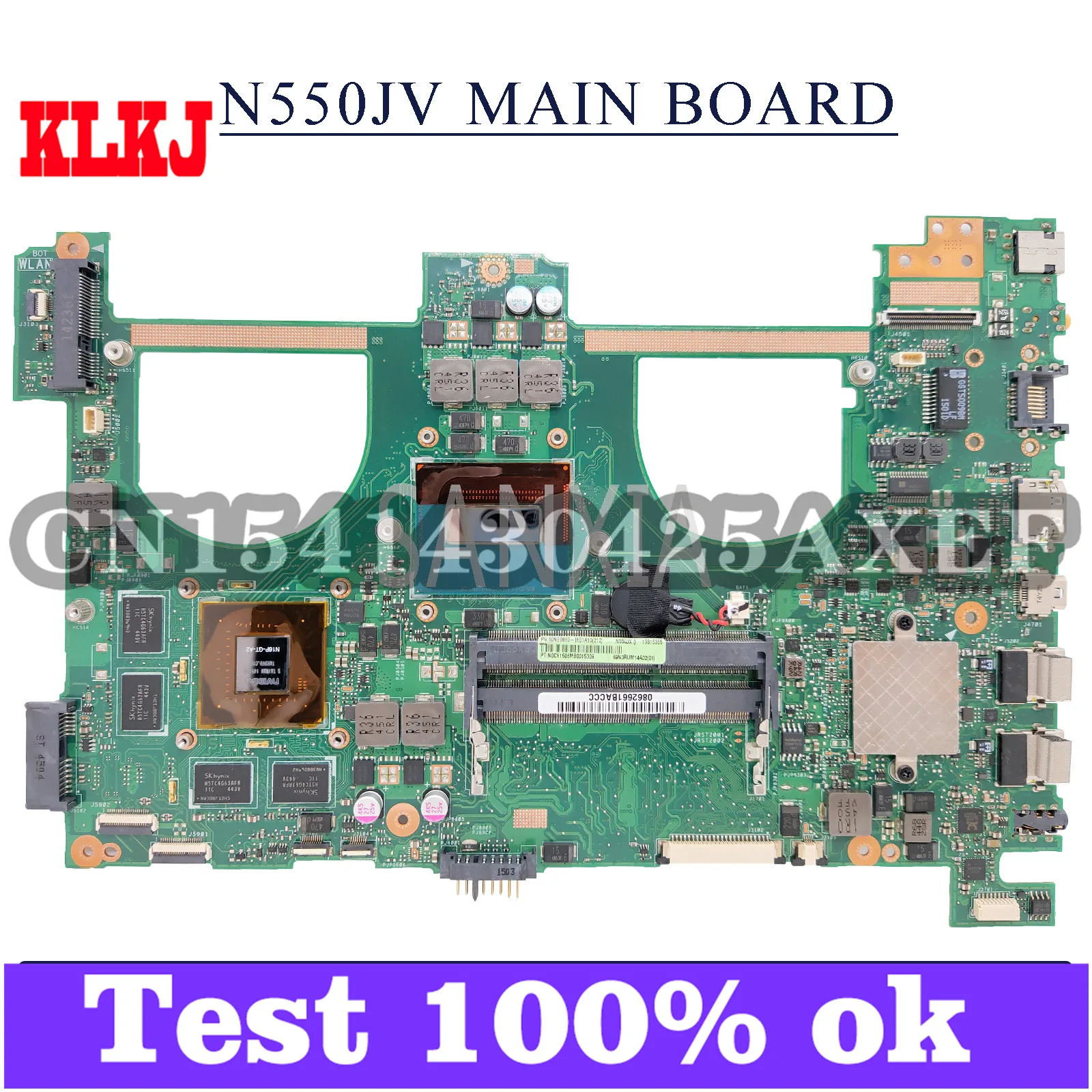 

KLKJ N550JV Laptop Motherboard For ASUS VivoBook N550J N550JK N550JX G550JX G550J Original Mainboard I5-4200H GT750M-2GB