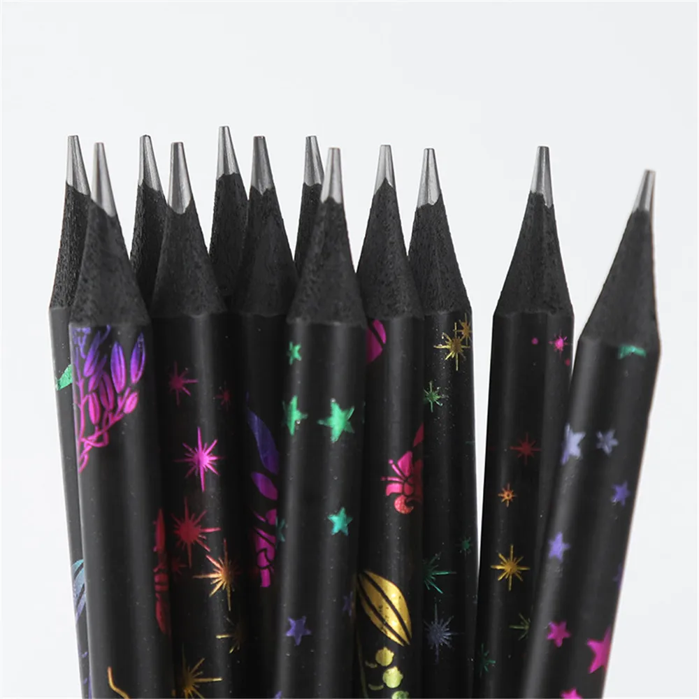 12pcs/set Creative Colorful Painting Black Lead Pencils HB Painting Drawing Pencil Students Writing Stationery School Supplies