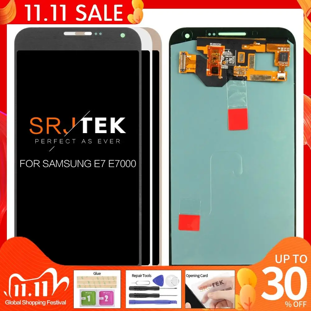 

100% супер AMOLED ЖК-дисплей для Samsung Galaxy E7 E700 E700F E7000 E7009 ЖК-дисплей сенсорный экран дигитайзер в сборе Замена
