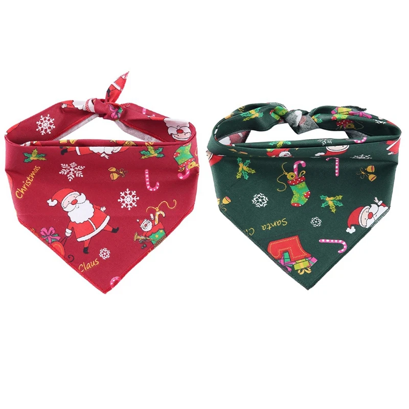 

Одежда для сна с рождественским Сантой для домашних животных собак бандана маленькая собака кошачий шарф регулируемые хлопчатобумажные бю...