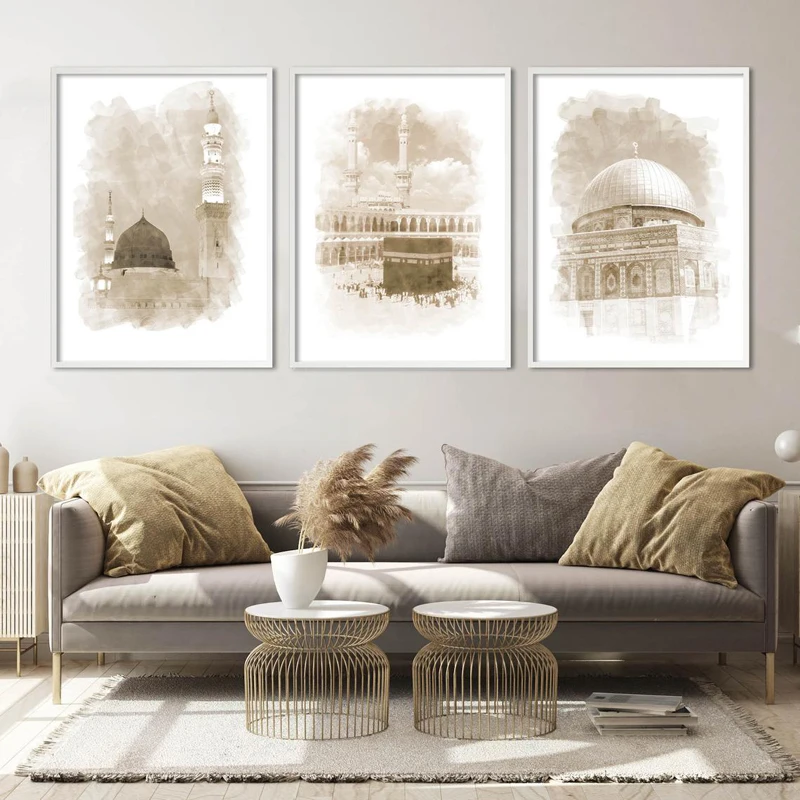 

Muslim Islamic Picture Mosque Home Decor Painting Vintage and Prints Wall Art Posters Canvas Design Art for Living Room Painting