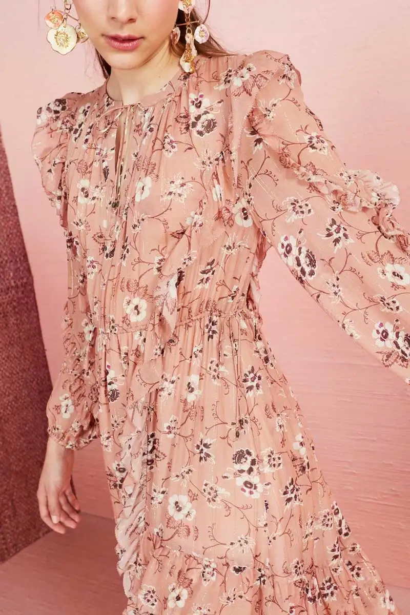 Женское платье с длинным рукавом богемный Вдохновленный цветочным принтом |