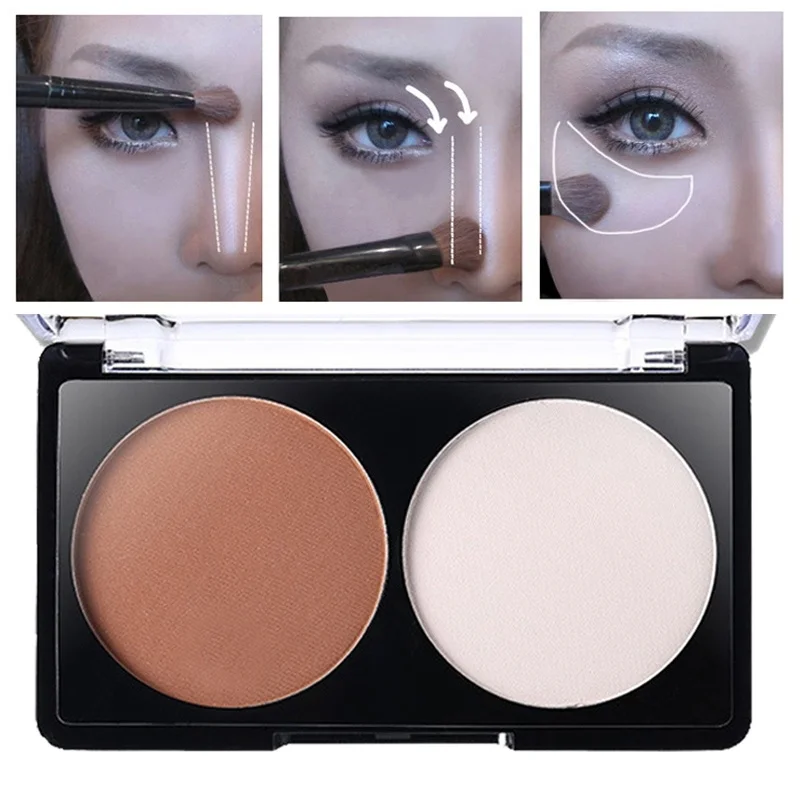 

2 Color Trimming Cake Concealer Palette Shadow Powder Bronzer Face Contour Grooming Makeup Comestic Beauty Tools