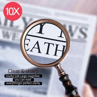 10x handheld magnifying glass antique wooden handle magnifier glass for reading book inspection coins rock hobby toy map