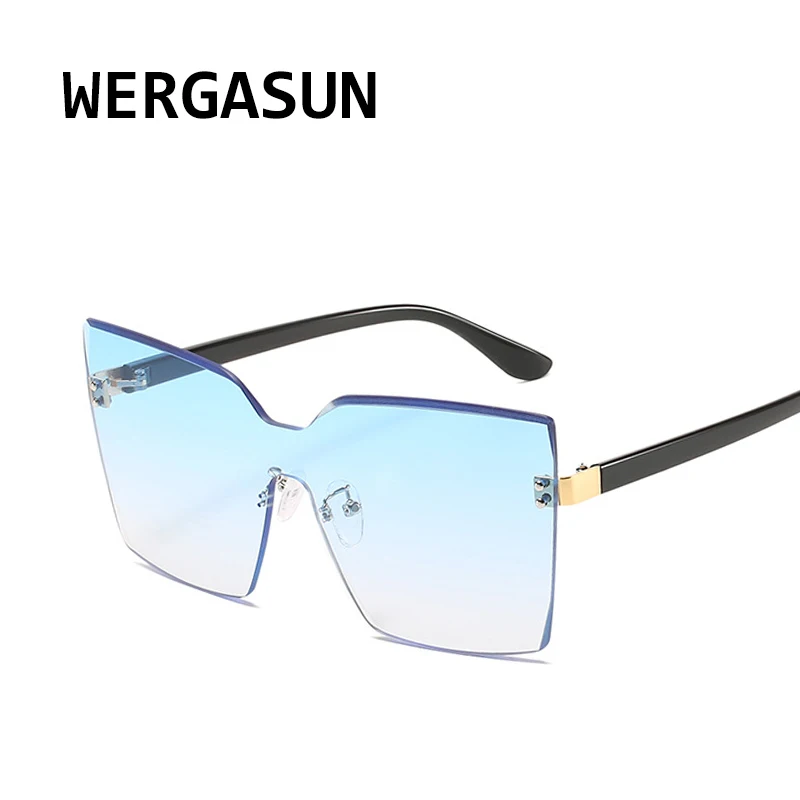 WERGASUN негабаритных градиентными линзами без оправы для женщин модные квадратной