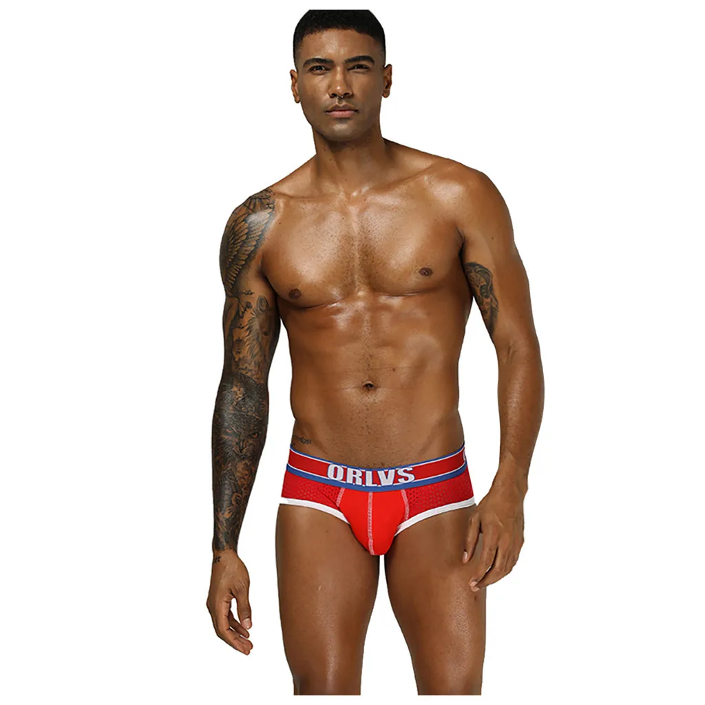 Мужские трусы брифы из мягкой сетчатой ткани черные хлопковые слипы короткие