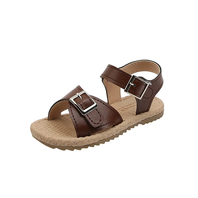 

2021 New Boys sandalies Children's Sandals Boys Simple Buckle Sandals Girls Baby Beach Shoes Flat Heel All-match sandles E04072
