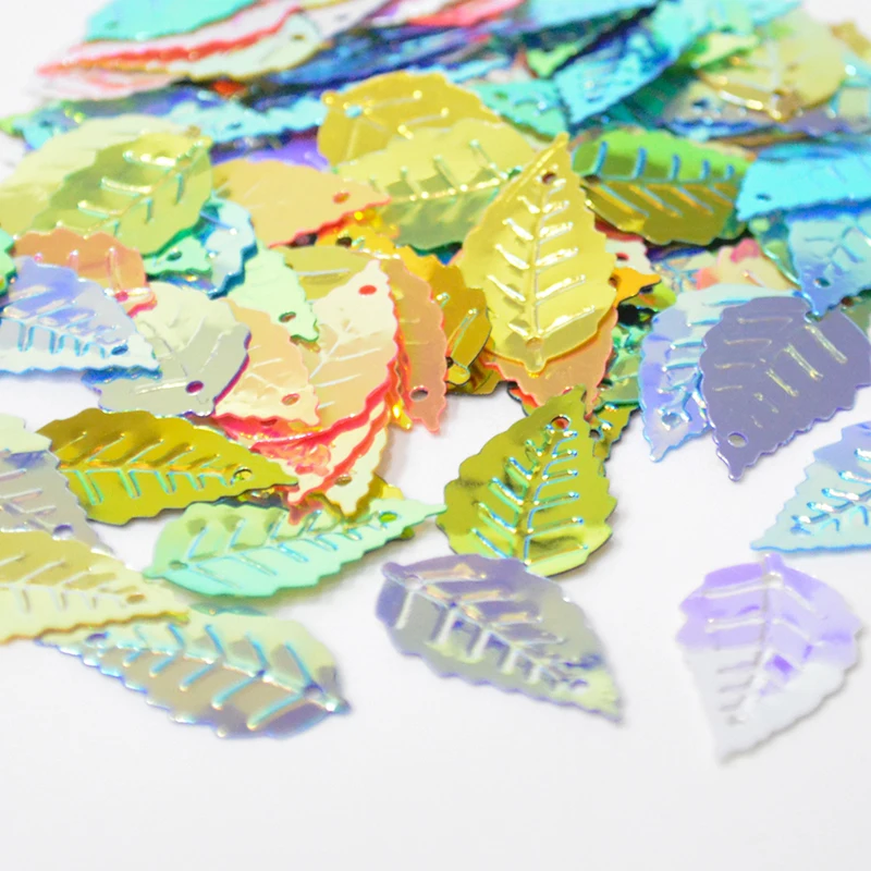 100 шт./упак. 13*24 мм лазерный зеленый лист блестки ПВХ пайетками Вышивание