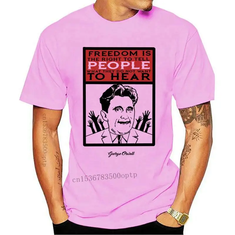 

New DaKuHo Teesquare 1st Men's George Orwell Freedom is Grey T-Shirt