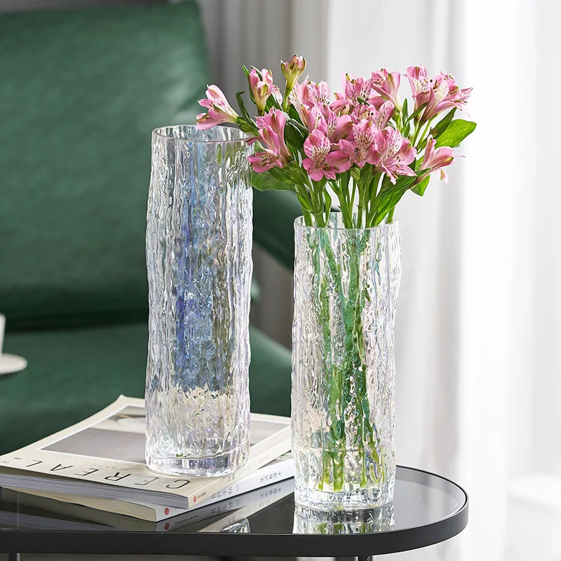 

Cylindrical Crystal Glass Vase Dried Flowers Fresh Flowers Room Decoration Transparent Hydroponic Vase Living Room Decoration