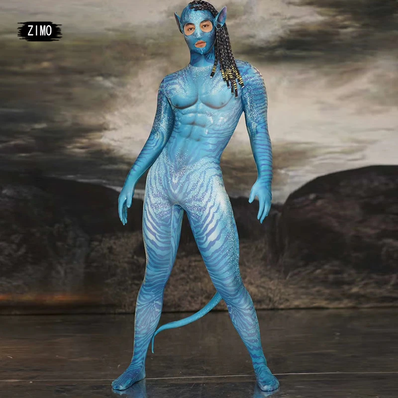 Стрейчевый комбинезон клубный косплей мужские костюмы для бара Хэллоуин