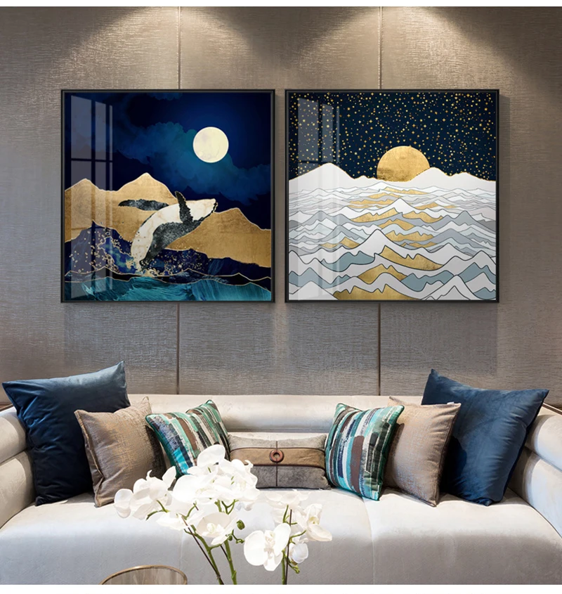 Современные горы солнце все виды Холст Картина постеры искусство куадро