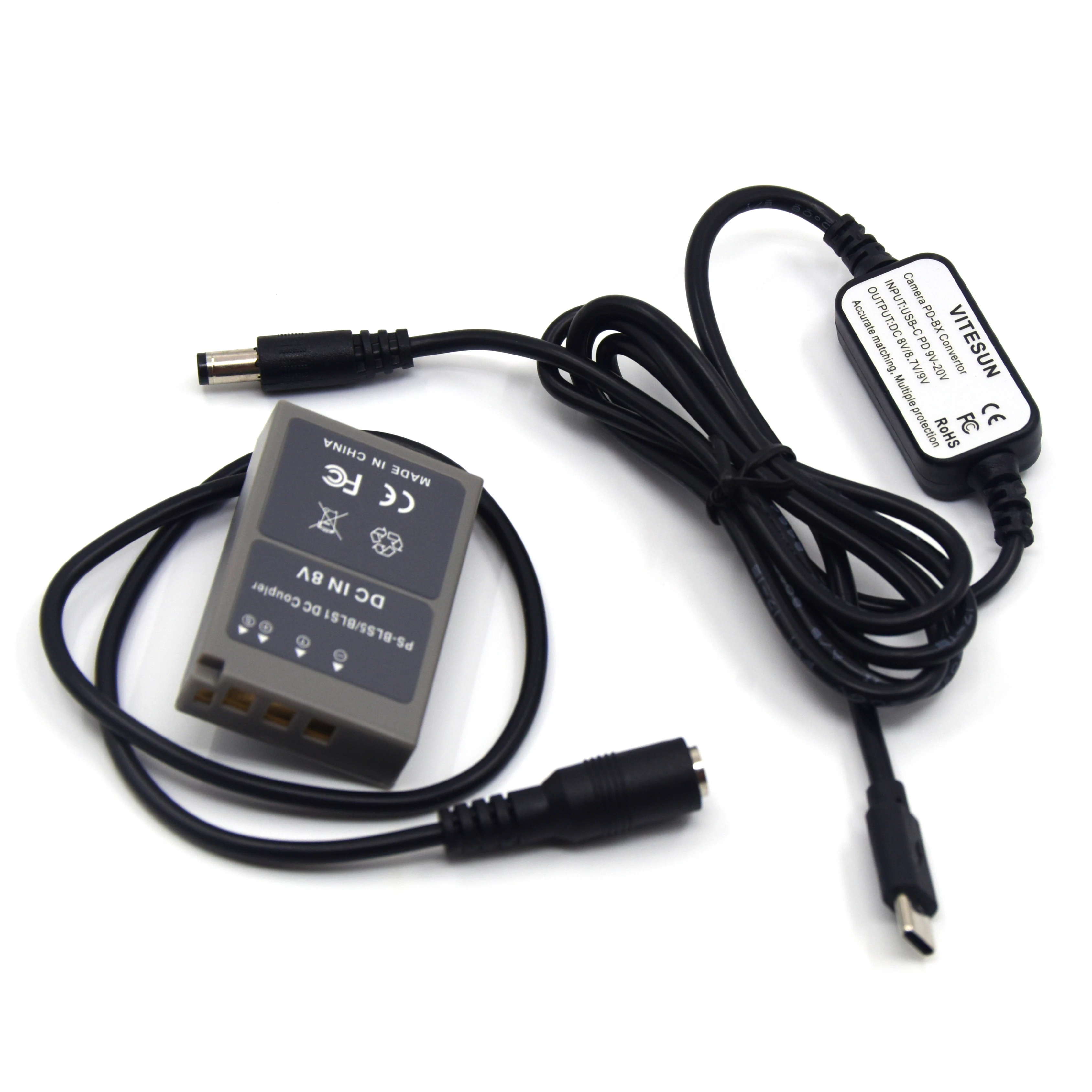 USB-C PD Кабель-адаптер + PS-BLS-5 DC муфта BLS5 пустышка батарея для Olympus PEN E-PL7 E-PL5 E-PM2 стилус