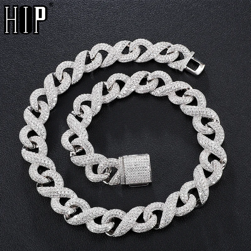 

Hip Hop 16MM Bling Iced Out Cuban Link Prong Chain Copper AAA+ Cubic Zirconia Stones Necklace For Women Men Jewelry Box Buckle