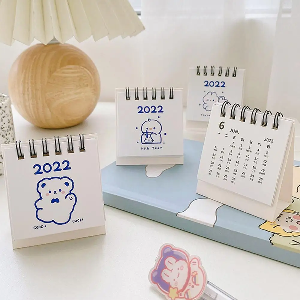 

1pc2022 Cartoon Mini Desktop Calendar Cute Kawaii Mini Calendar Desktop Z5h9