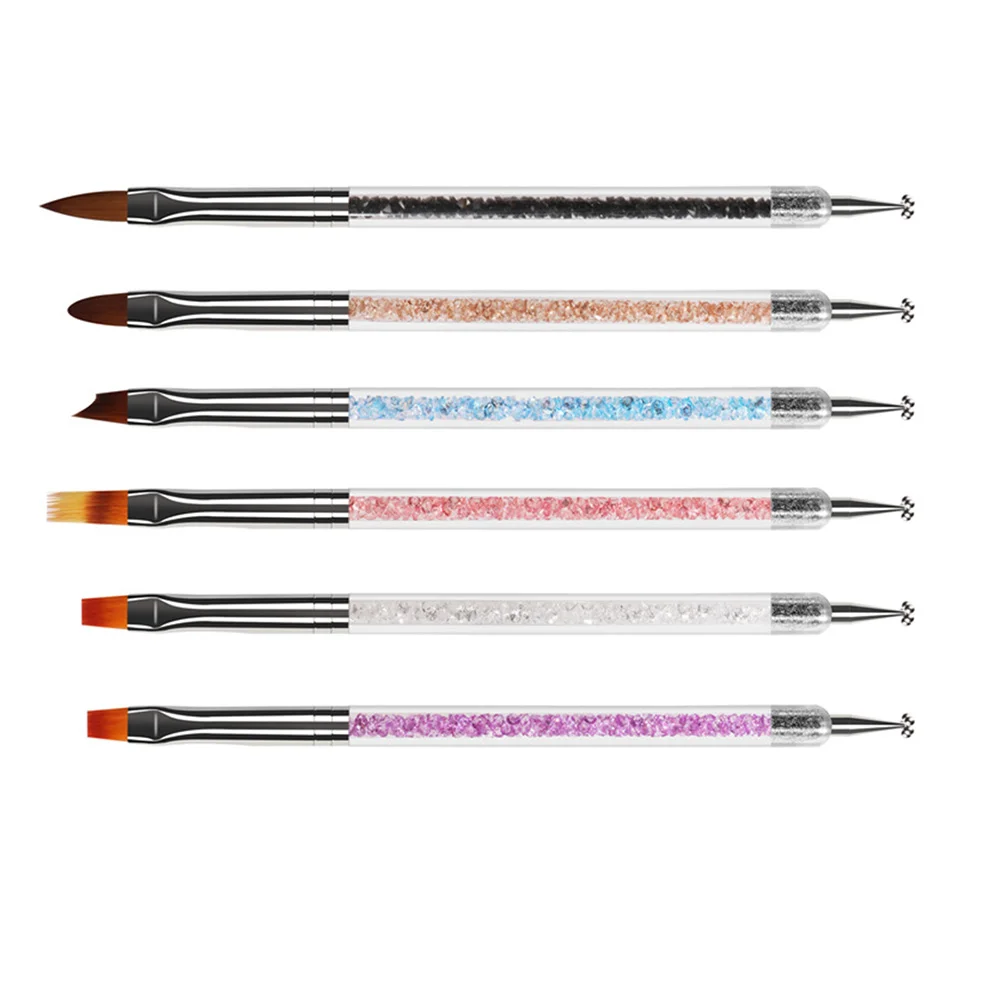 

1 Набор/6 шт. кисти для подводки ногтей с двойной головкой ручки для ногтей кисти для маникюрные щетки Инструменты для дизайна ногтей точечны...