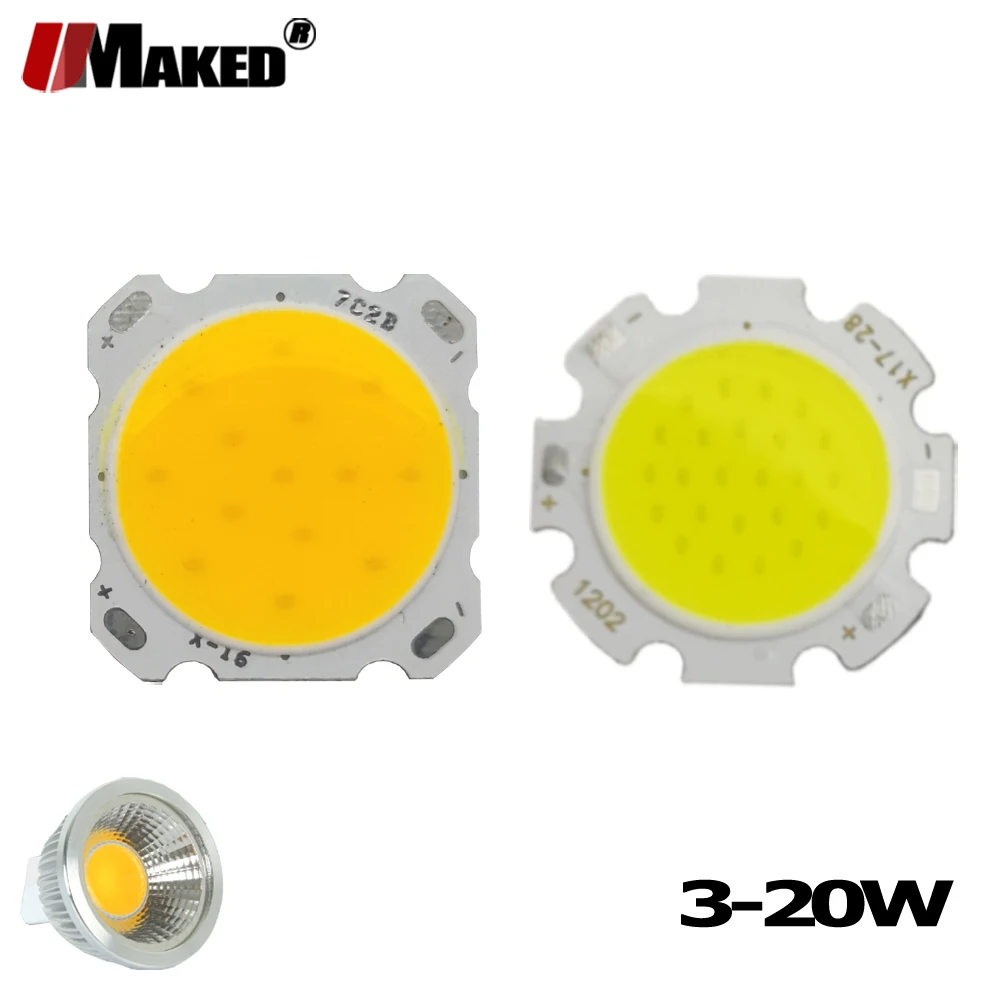 

LED COB Ball 3W 5W 7W 10W 12W 15W 20W 300mA Dia 2820 Round Chip Diode Light Source 3000-4000-6000K For Lamp Bulb Spotlight DIY