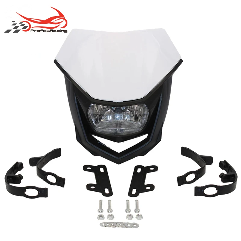 

35W Headlight Fairing White Off Road H4 Motorcycle Headlight Headlamp Streetfighter Enduro ForYamaha YZ YZF WR WRF