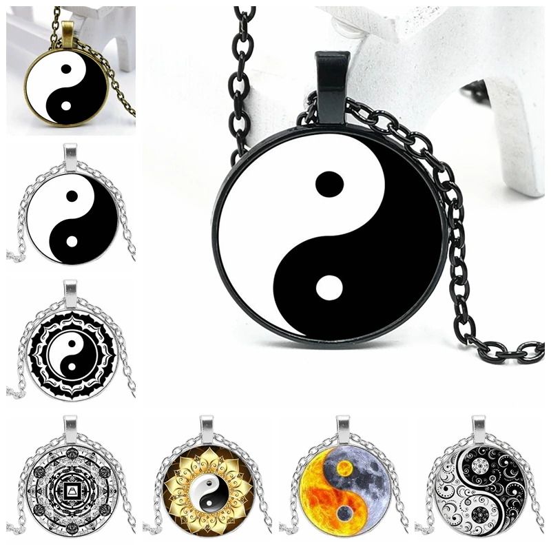 Новинка 2020 ожерелье Yin Yang Tai Chi 3 цвета стеклянное Выпуклое индивидуальное с