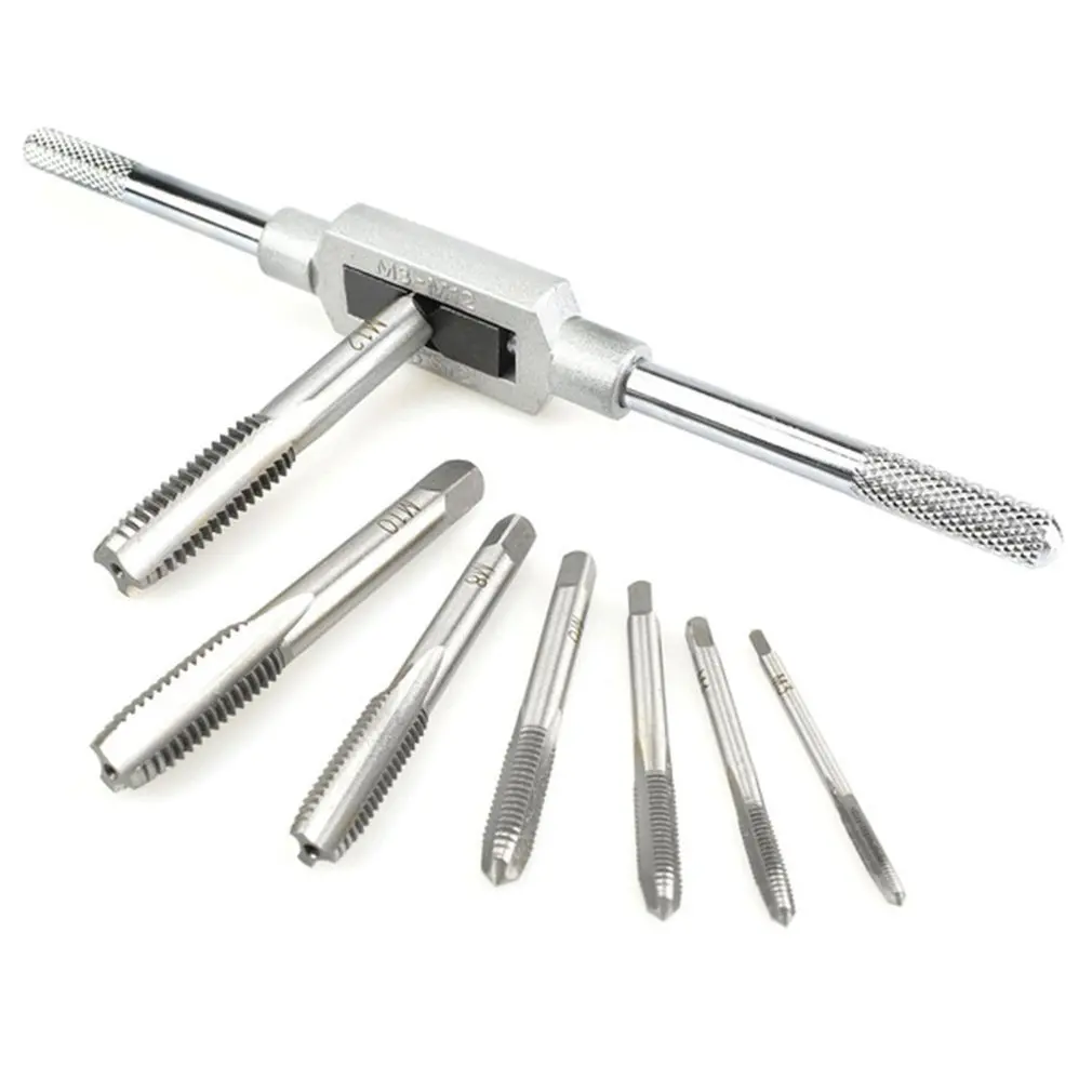 

8pcs Tap Drill Set Hand Tapping Wrench Tools Metric Screw Thread Tap Twist Drill Bit Wrench Set M3 M4 M5 M6 M8 M10 M12