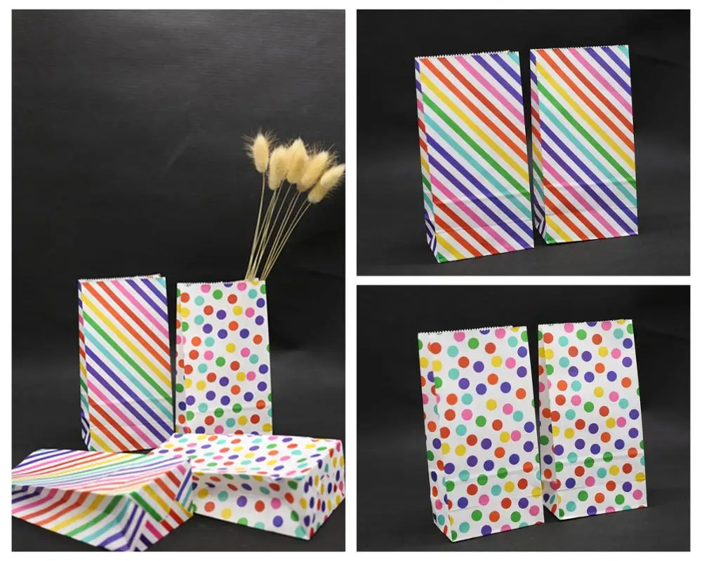 Цветной пакет из крафт-бумаги в горошек сумочки для вечеринок пакеты конфет