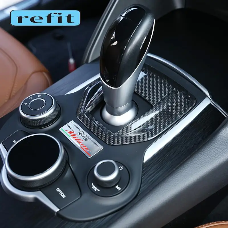 

Carbon fiber Car Gear panel modified decorative cover For Alfa Romeo Giulia Stelvio Interior Modification